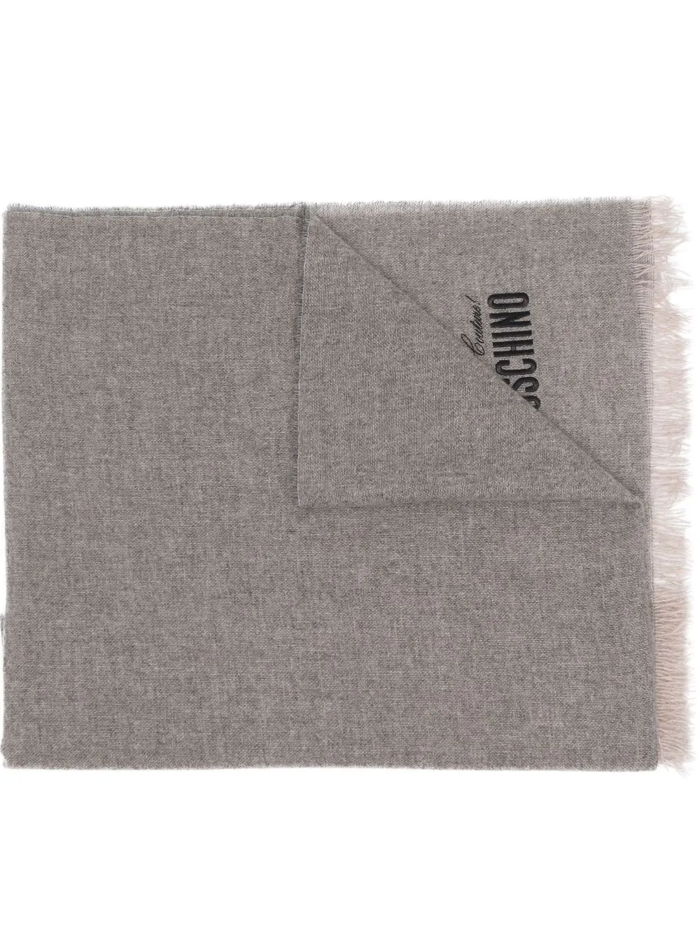 

Moschino logo-embroidered cashmere scarf - Grey
