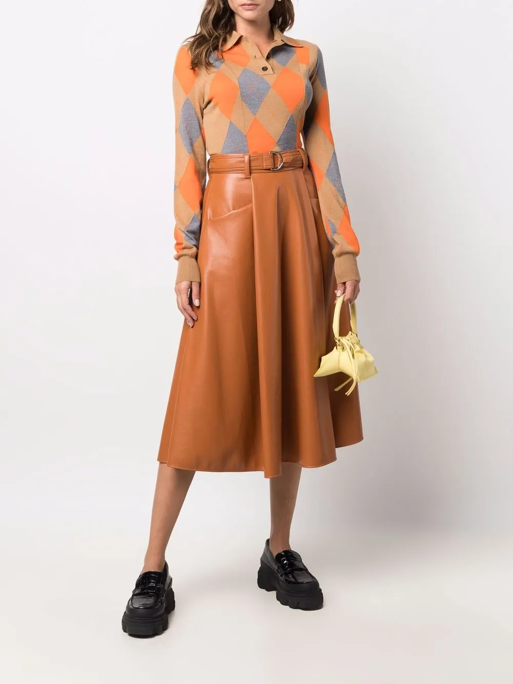 фото Msgm юбка миди с поясом и складками