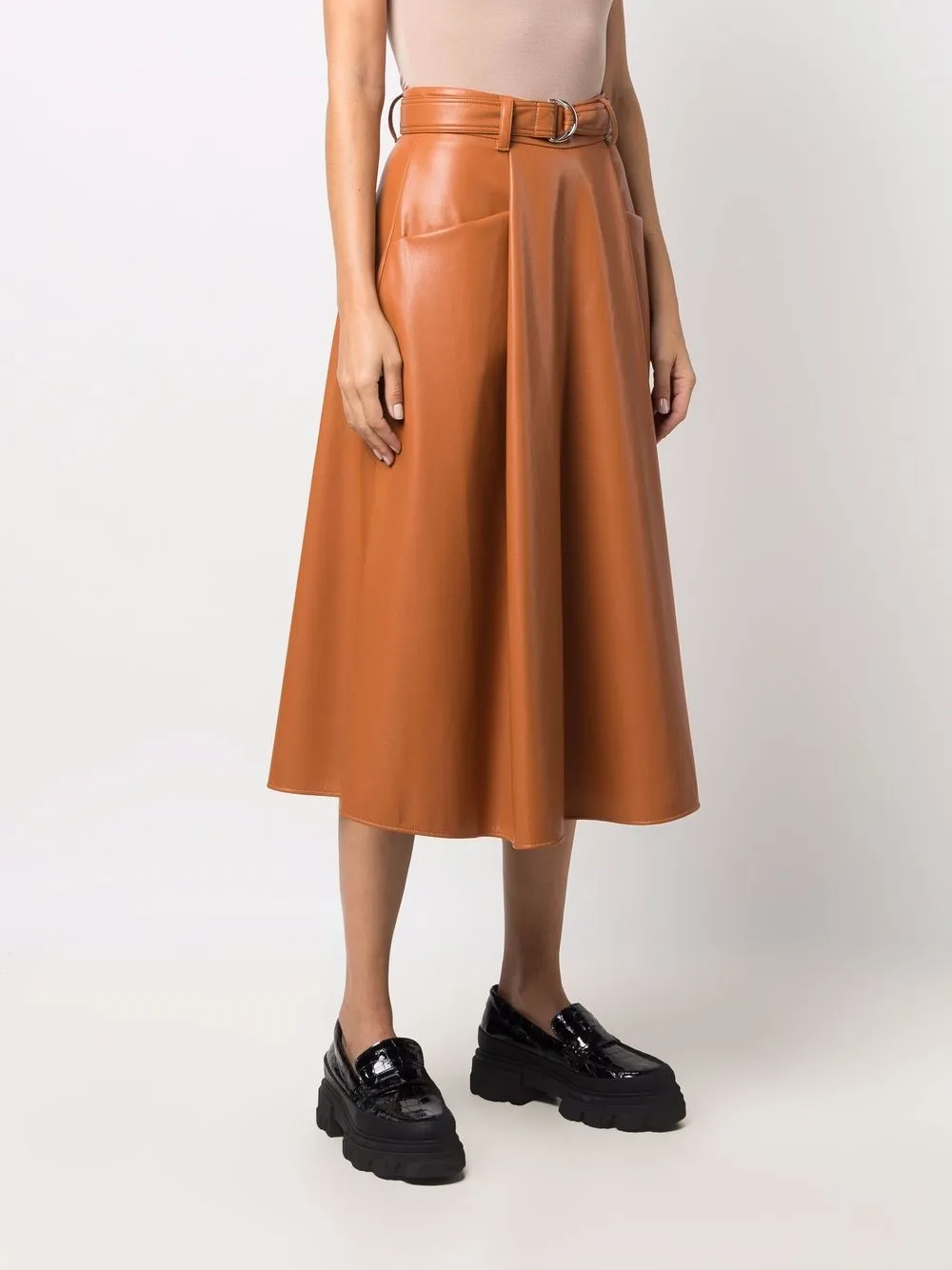 фото Msgm юбка миди с поясом и складками
