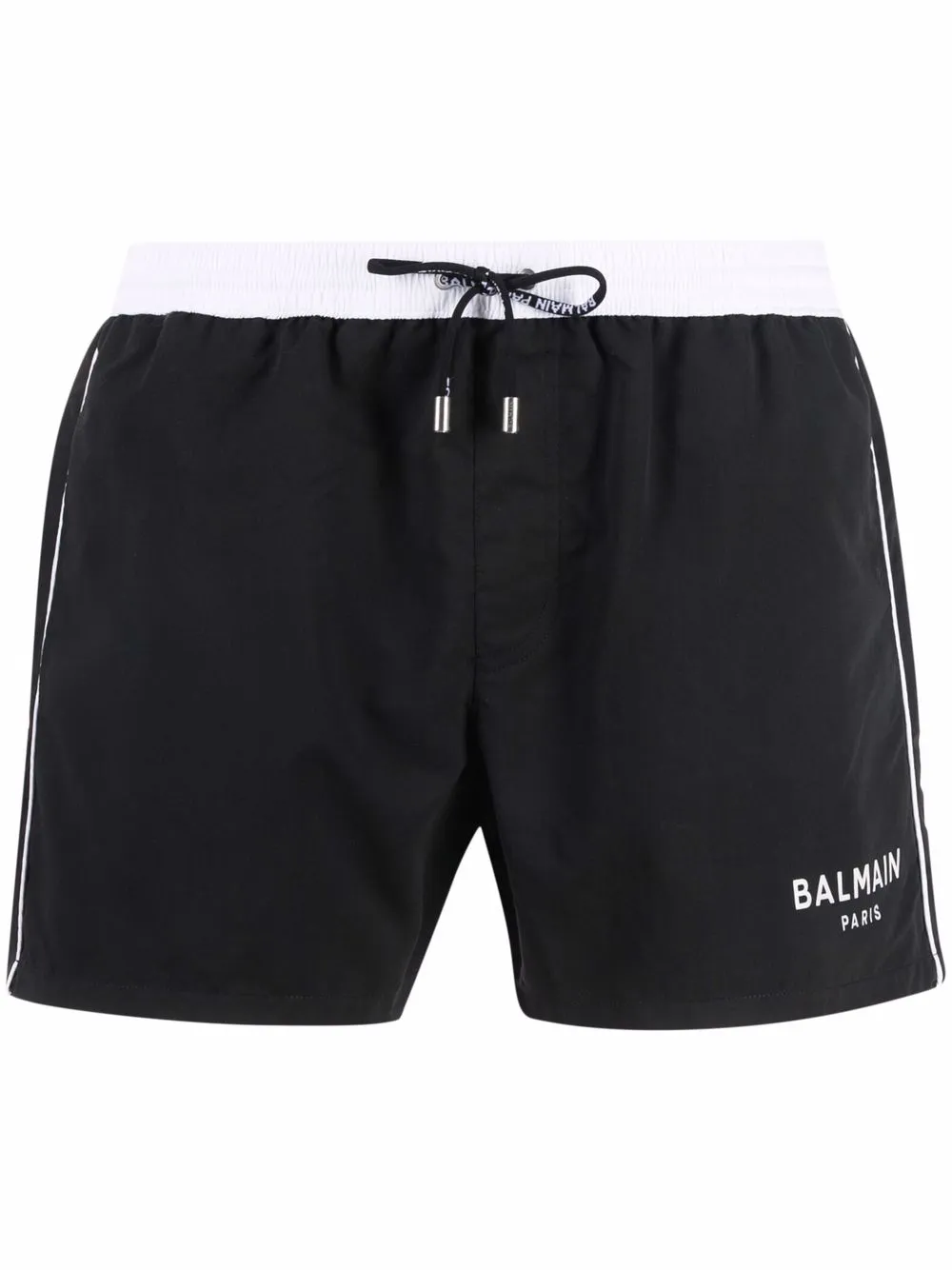 

Balmain shorts de playa con pretina en contraste - Negro