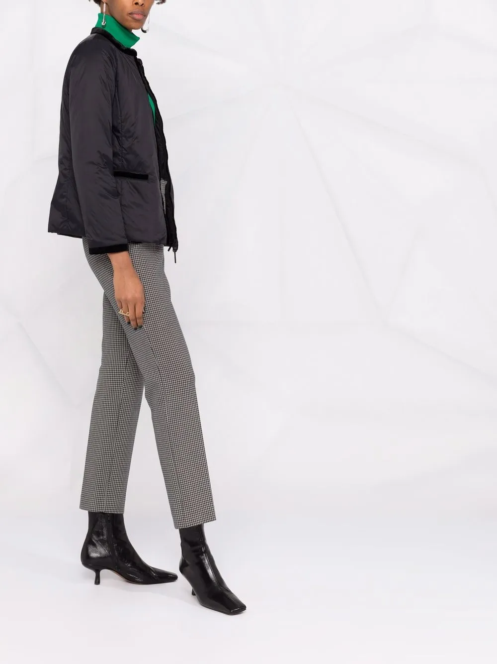 Emporio Armani Nylon Reversible Guru-collared Jacket In 黑色