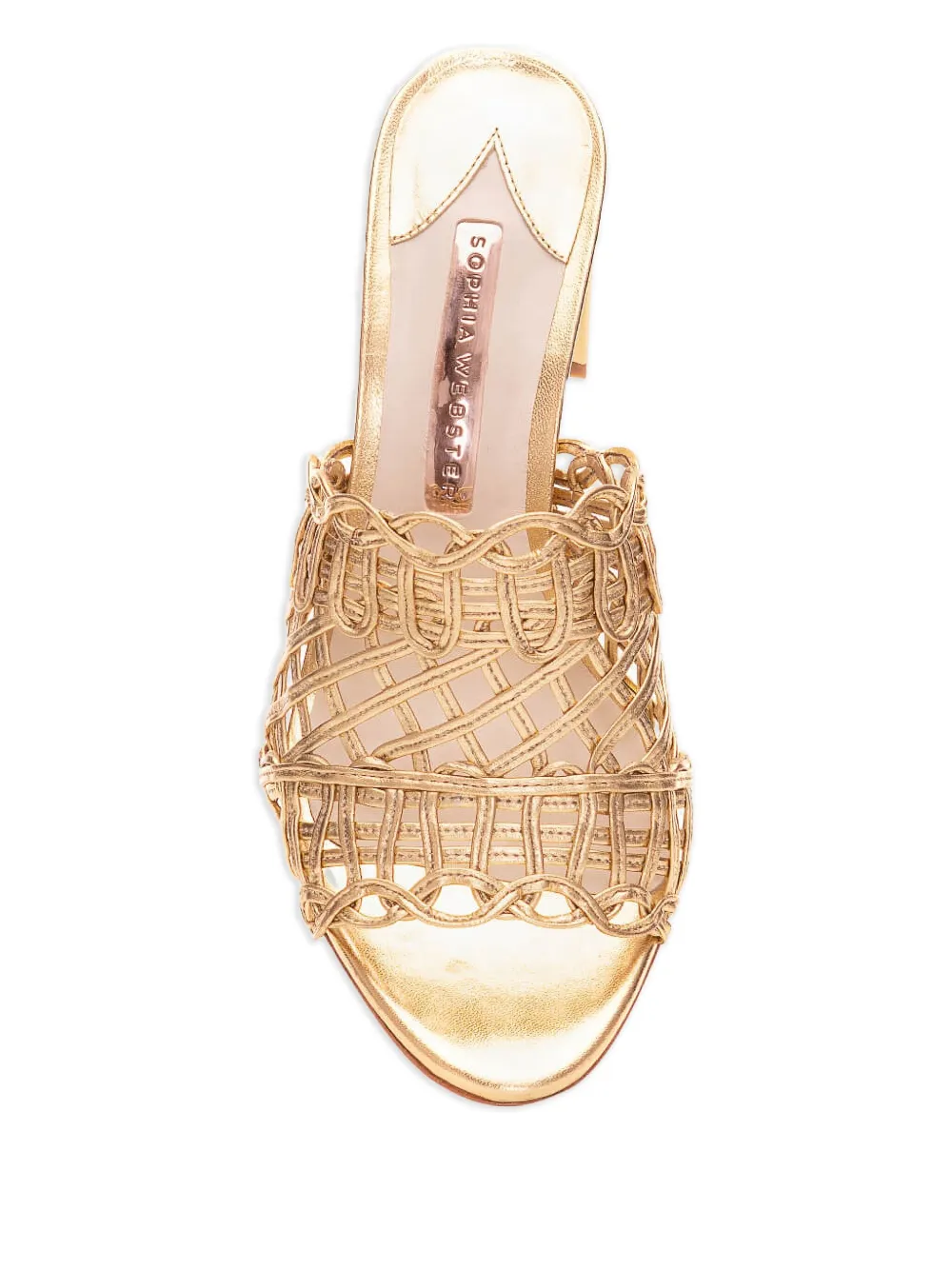 Sophia Webster woven leather block-heel pumps Goud