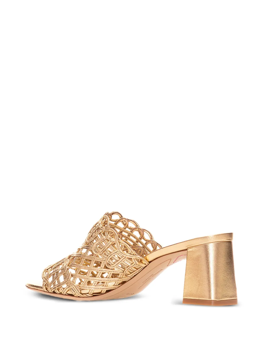 Sophia Webster woven leather block-heel pumps Goud