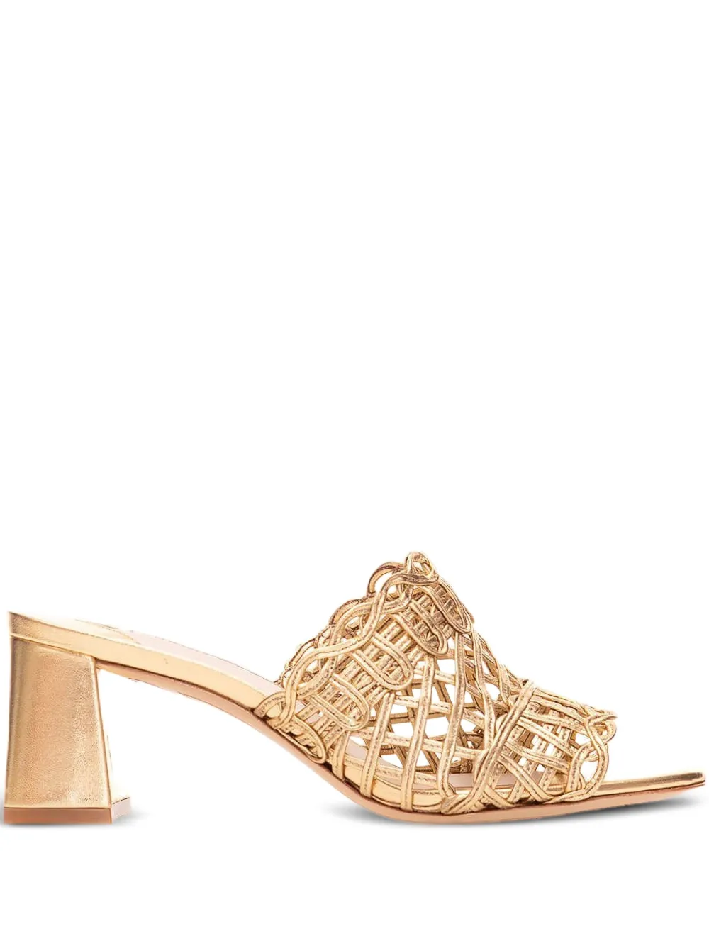 Sophia Webster woven leather block-heel pumps Goud