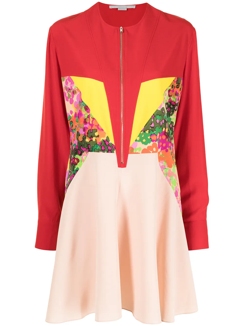 

Stella McCartney vestido con paneles y estampado floral - Rojo