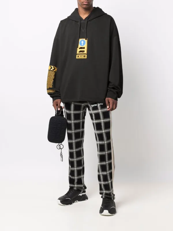 plaid patchwork moletom com capuz