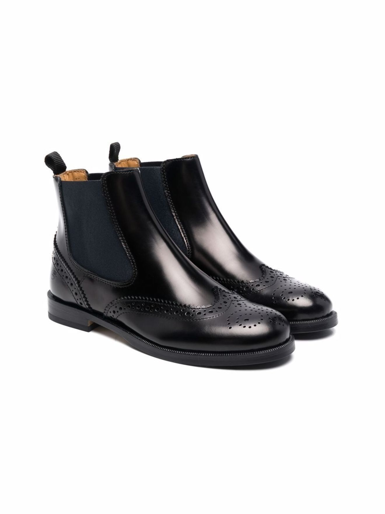 Gallucci Kids brogue leather ankle boots black | MODES