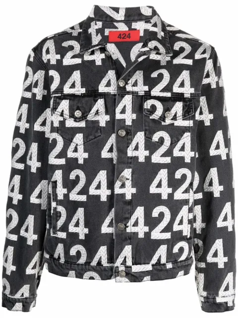 424 logo-print cotton-blend denim jacket 