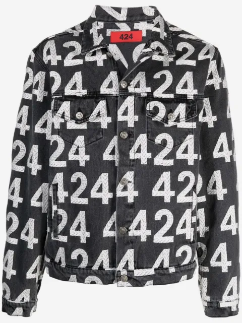 424 logo-print cotton-blend denim jacket 