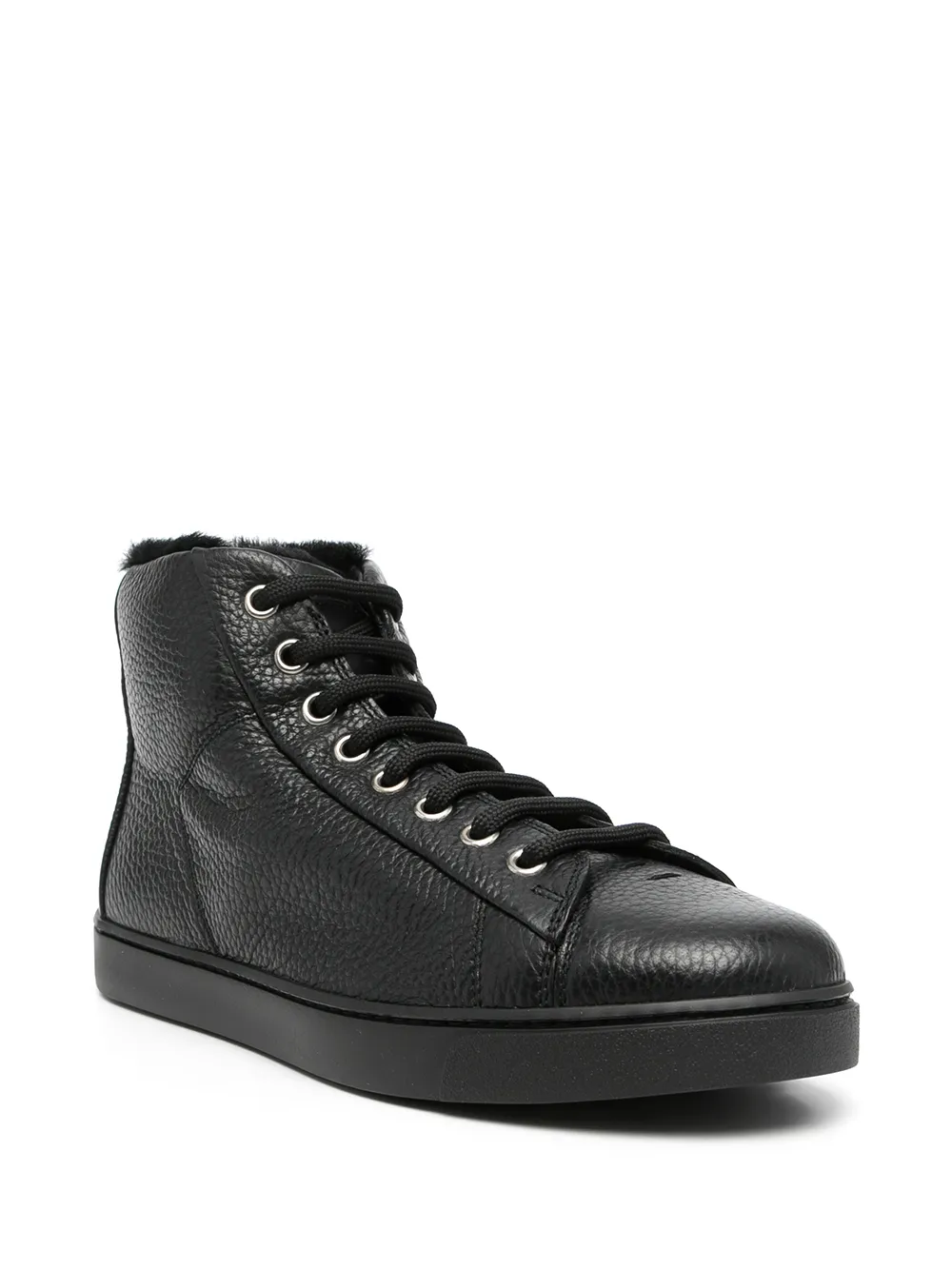 Shop Gianvito Rossi Pebbled High-top Sneakers In Schwarz