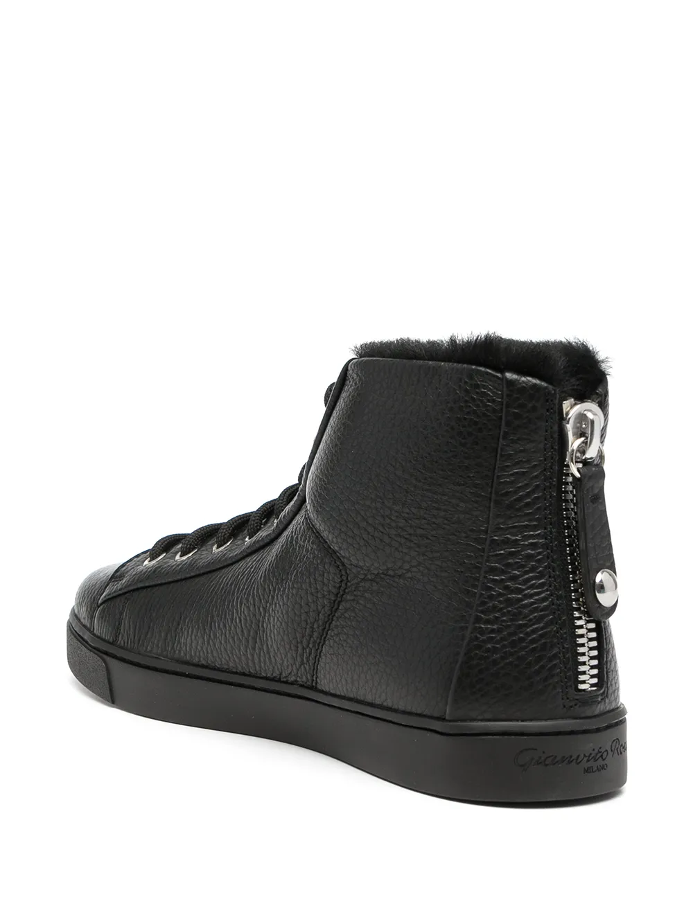 Shop Gianvito Rossi Pebbled High-top Sneakers In Schwarz