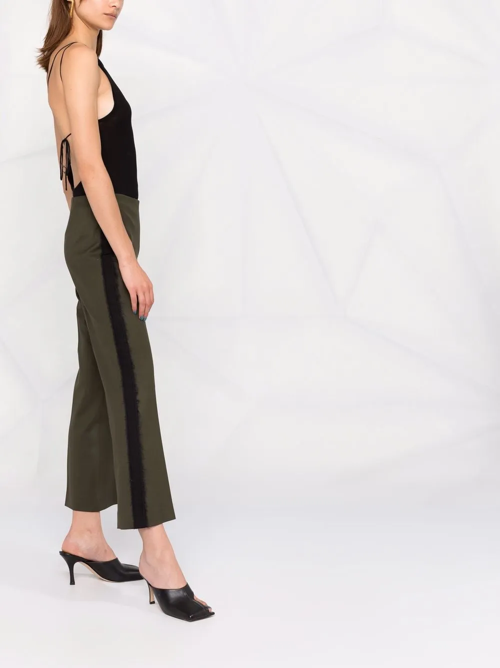 Shop P.a.r.o.s.h Flared Wool Trousers In Green