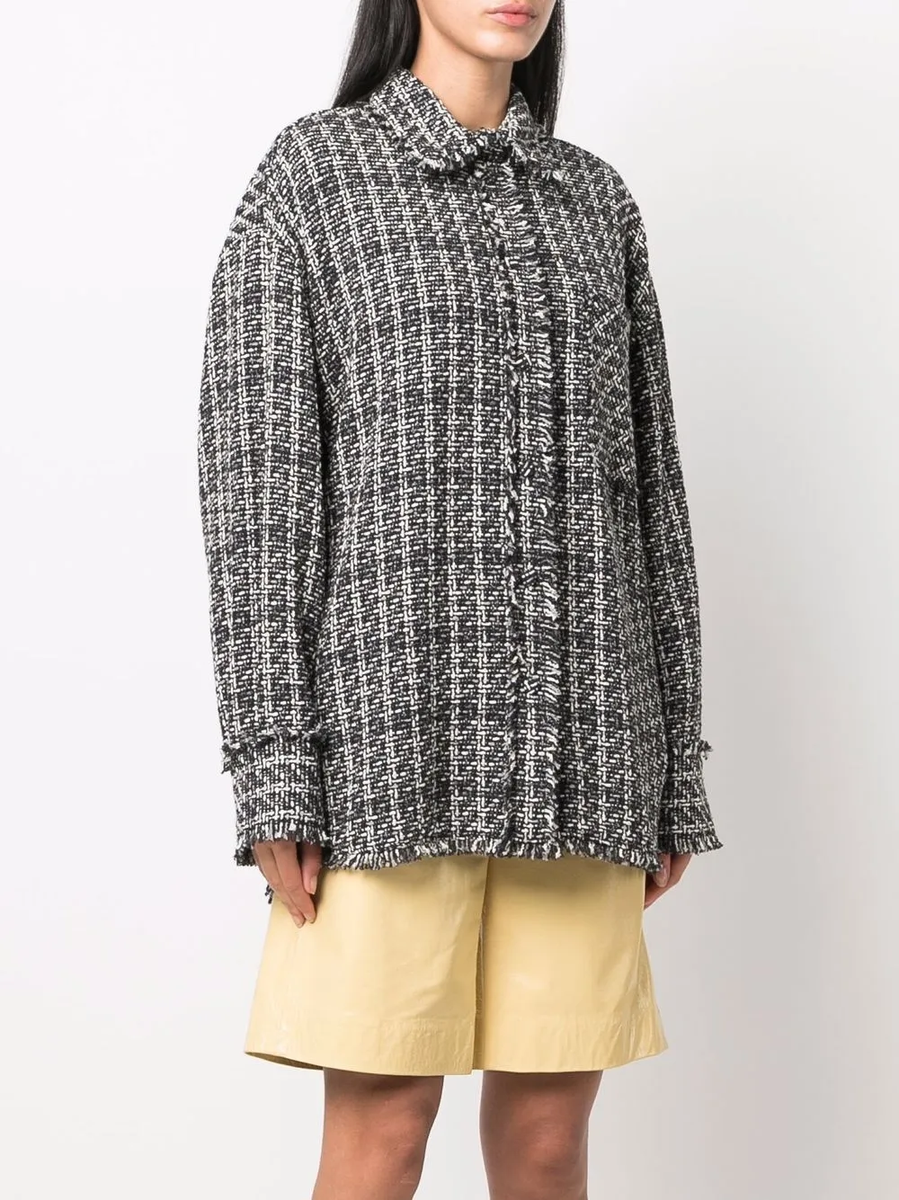 фото Msgm твидовая куртка-рубашка в клетку