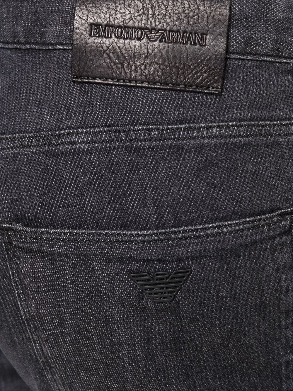 Shop Emporio Armani Mid-rise Slim-cut Jeans In Schwarz