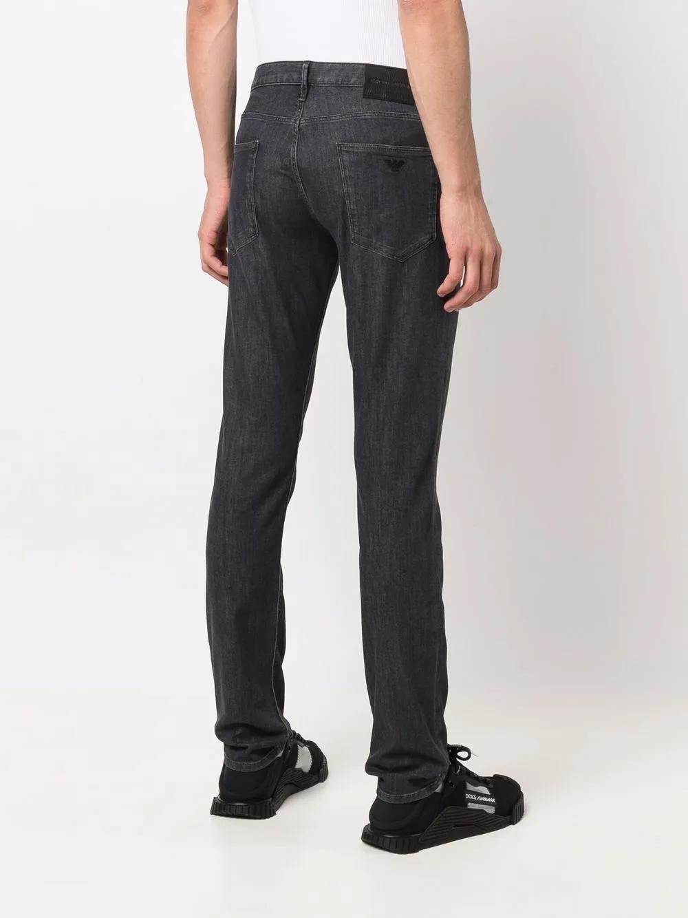 Shop Emporio Armani Mid-rise Slim-cut Jeans In Schwarz