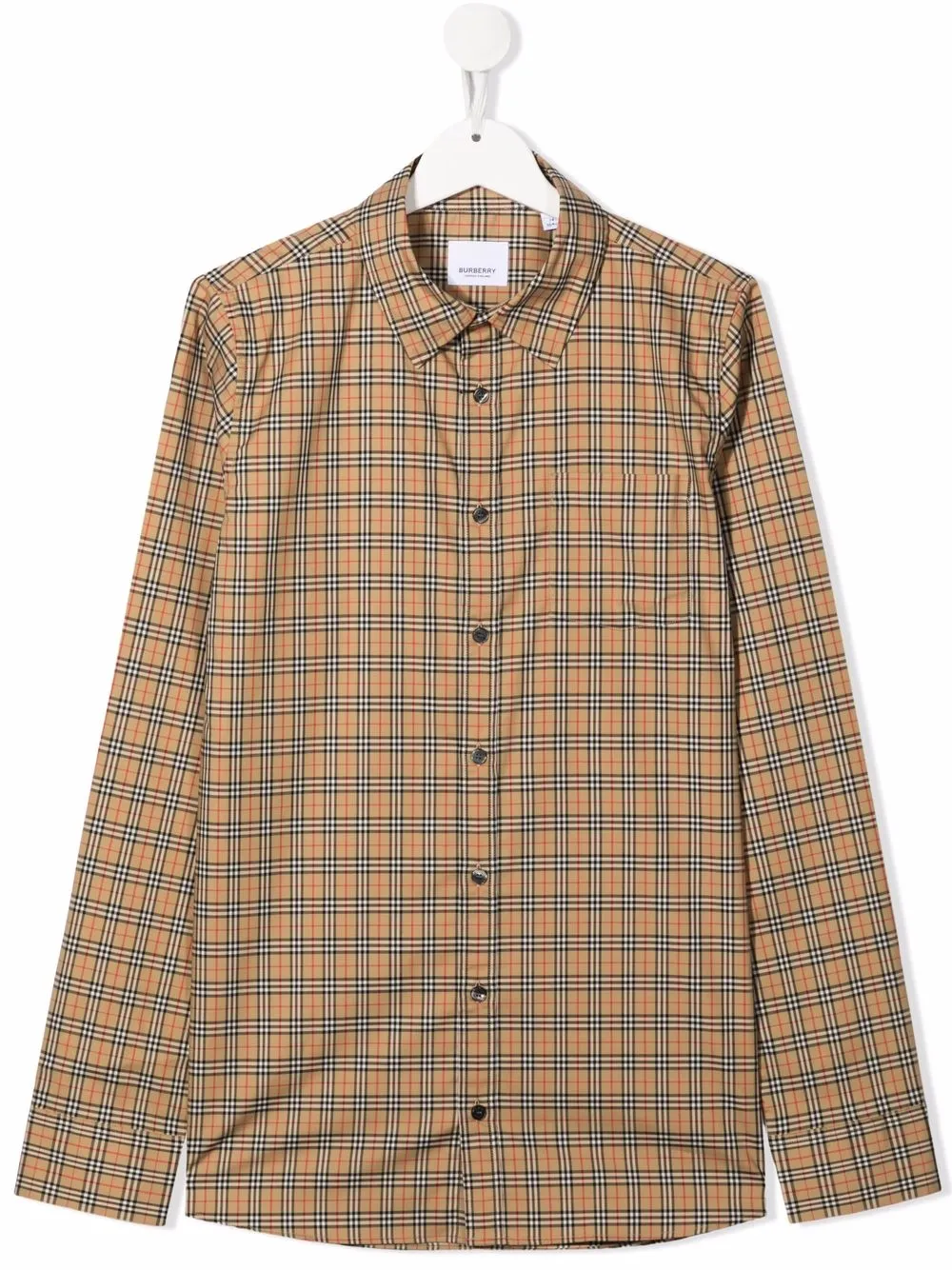 фото Burberry kids клетчатая рубашка с длинными рукавами