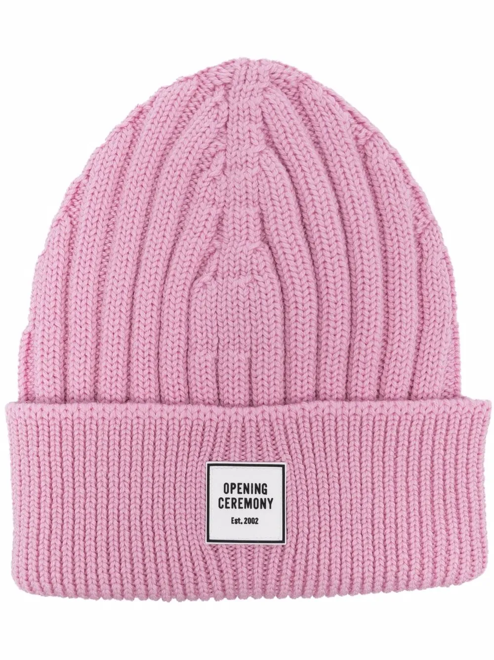 

Opening Ceremony gorro tejido de canalé con parche del logo - Rosado