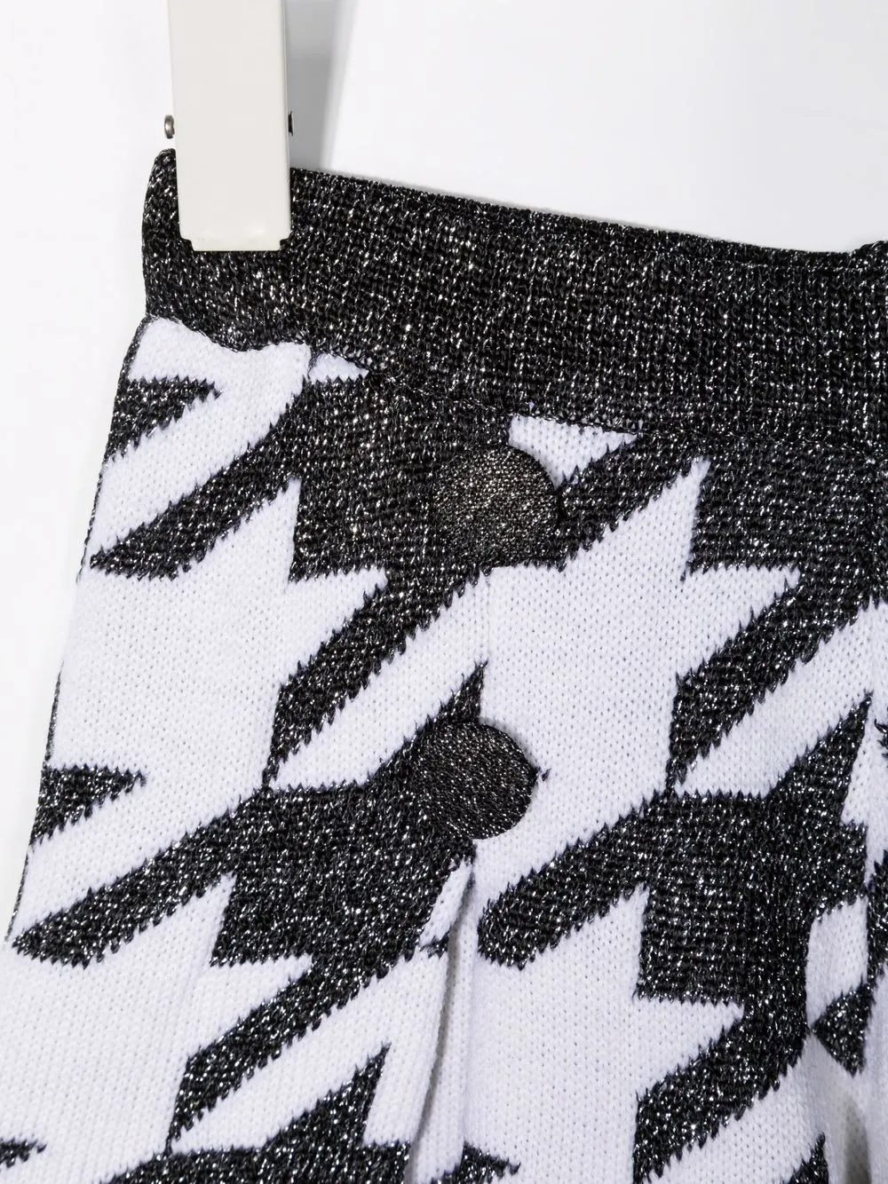 Simonetta Teen Houndstooth-pattern Knitted Shorts In Black