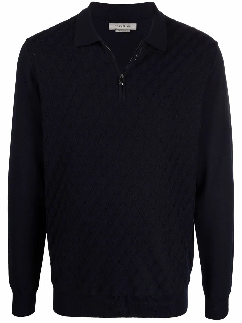 Corneliani diamond knit wool jumper - Blue
