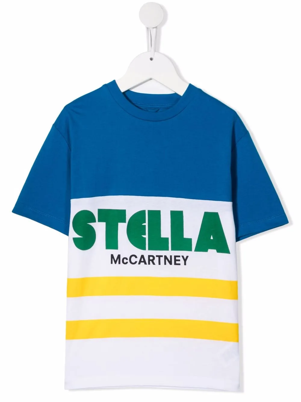 

Stella McCartney Kids playera con motivo de rayas y logo estampado - Azul