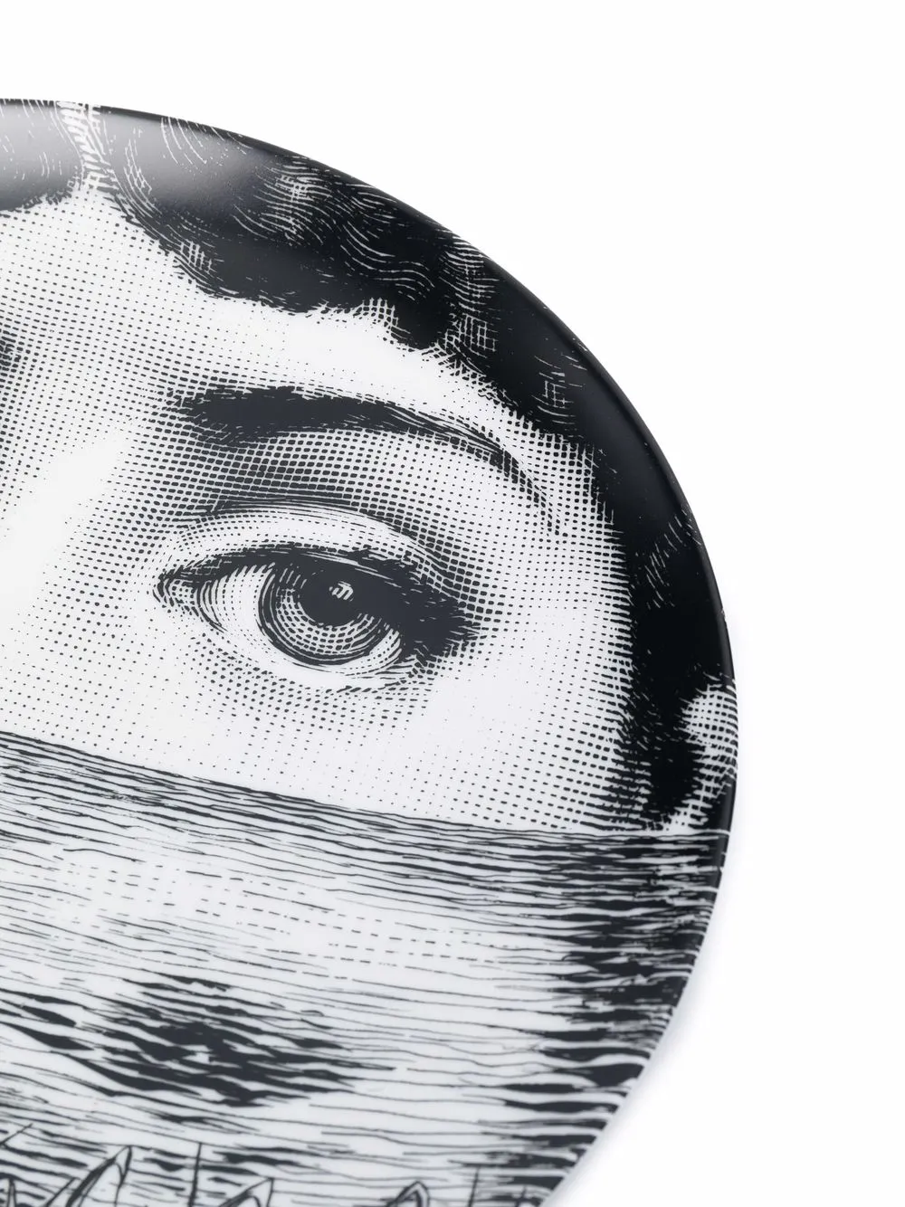 Fornasetti Face-print Plate In Schwarz