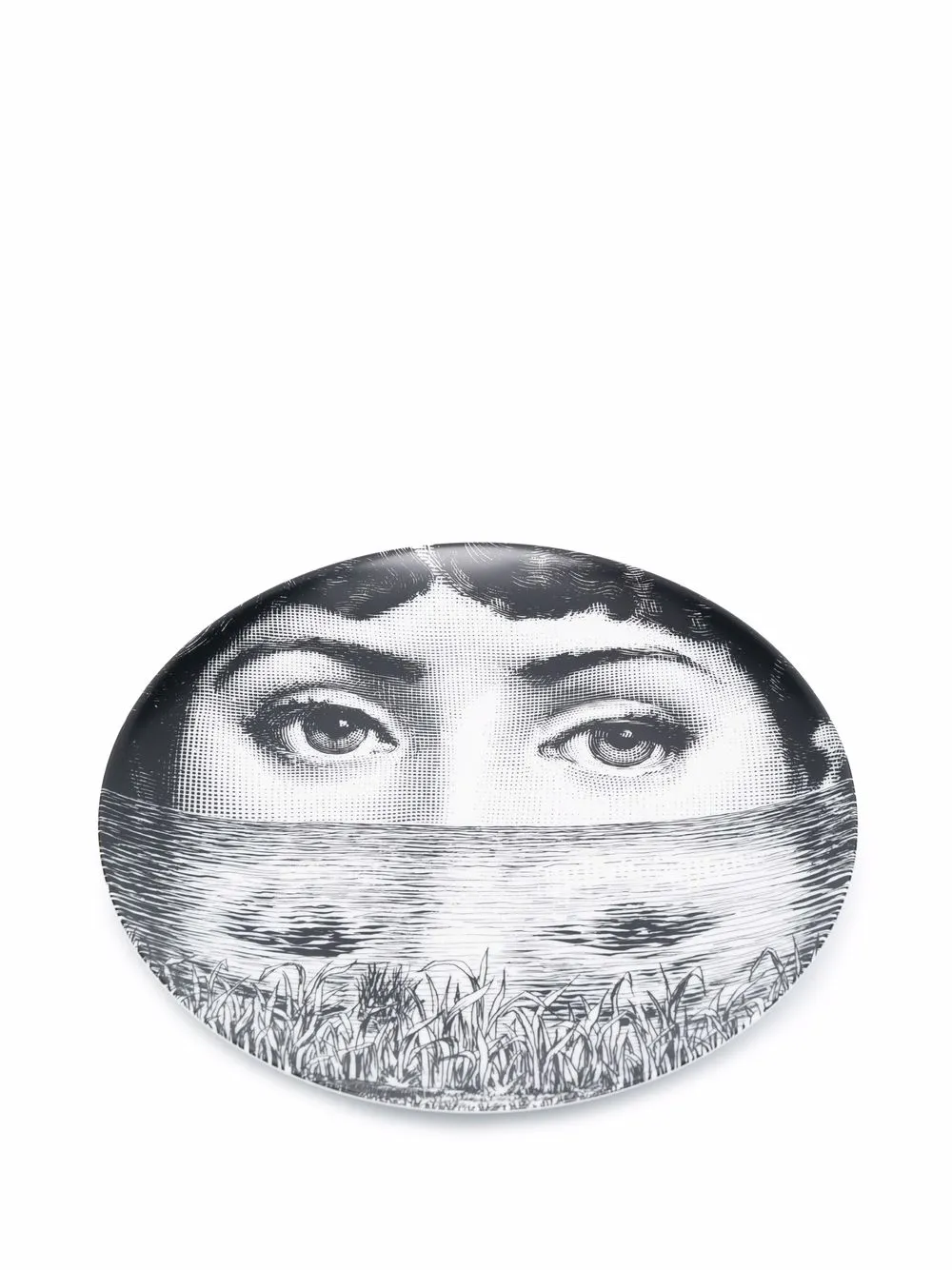 Fornasetti Face-print Plate In Schwarz