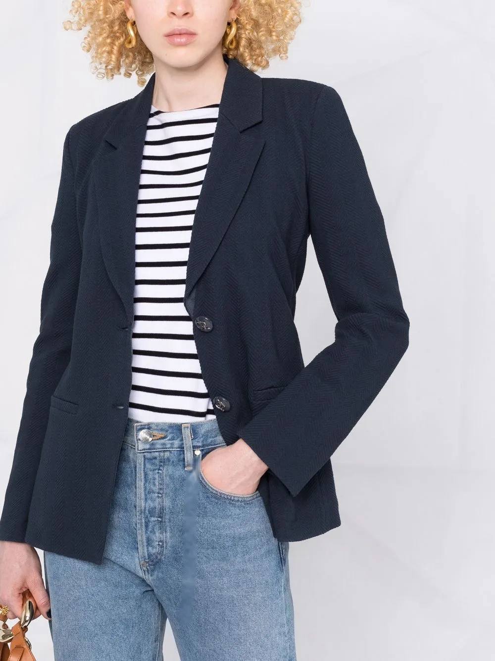 EMPORIO ARMANI SINGLE-BREASTED TWILL JACKET