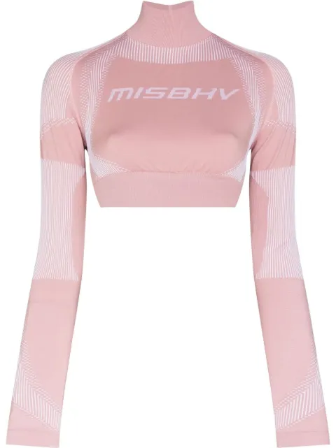 MISBHV توب قصير بأكمام طويلة وطبعة شعار الماركة