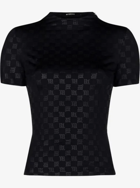 MISBHV monogram-print gathered T-shirt