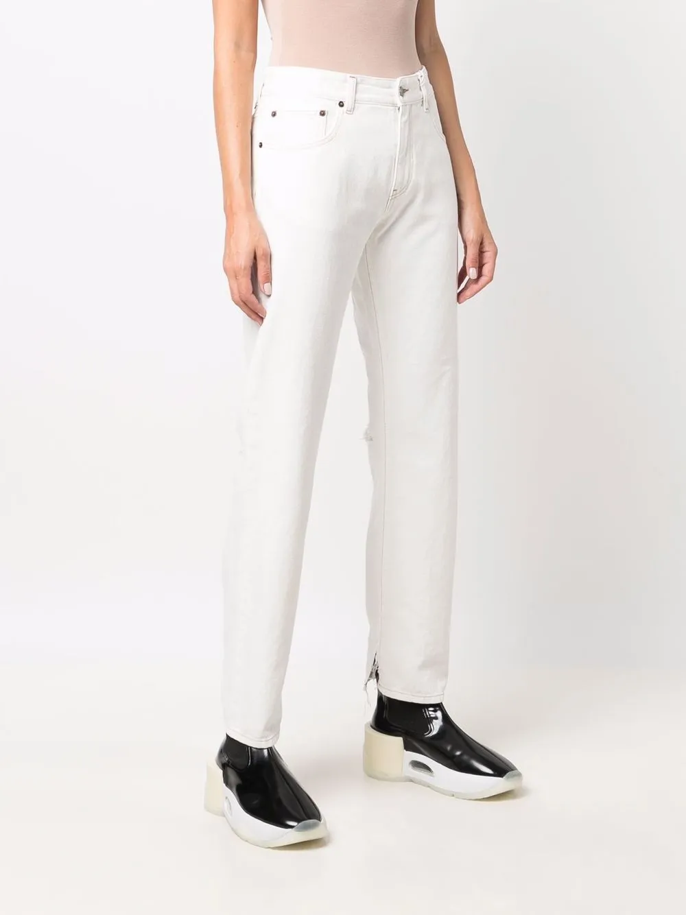 фото Mm6 maison margiela прямые джинсы с эффектом потертости