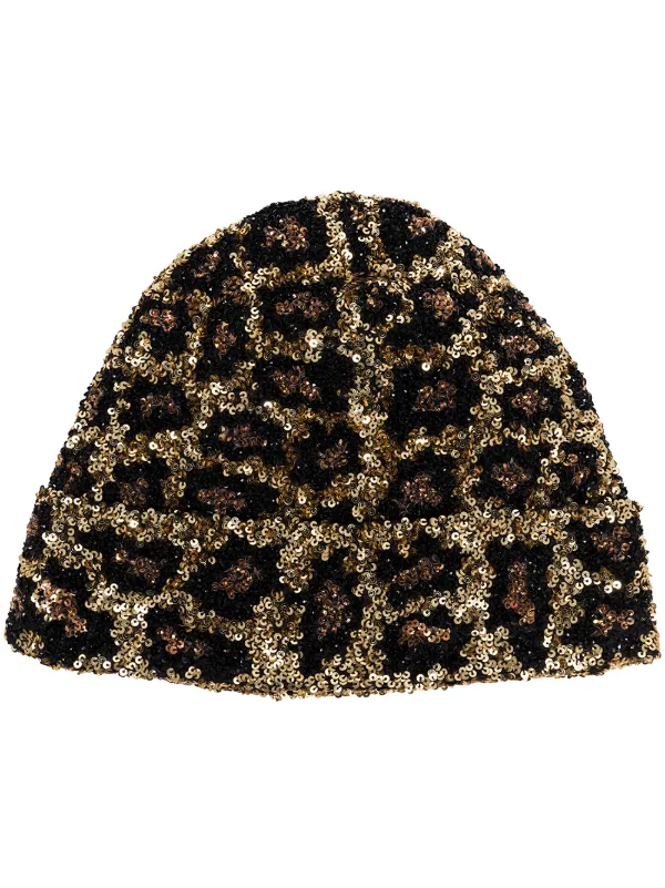 MaryJane Claverol Sequin Leopard Beanie 