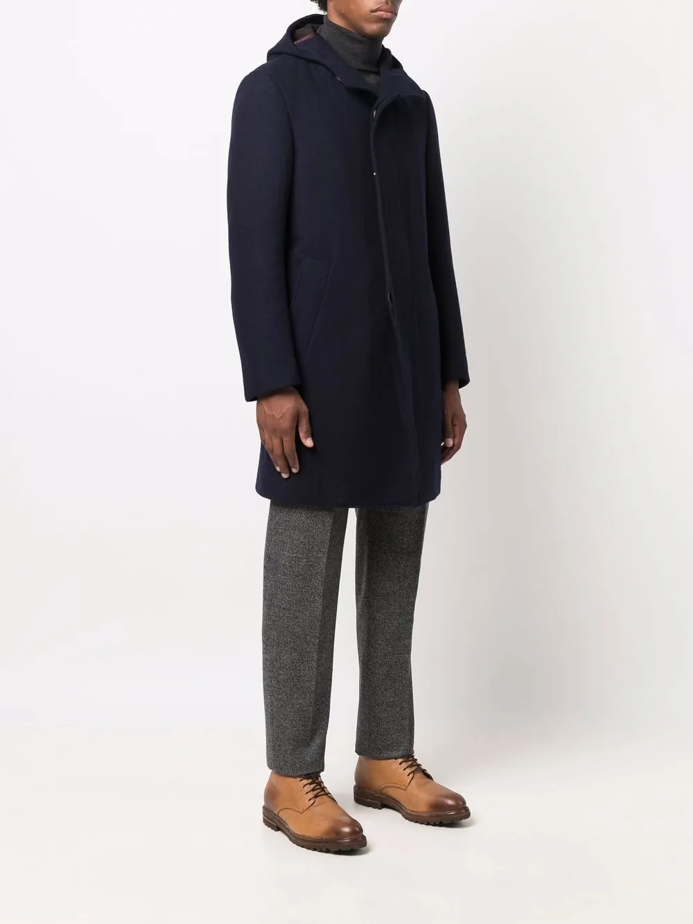 фото Canali однобортное пальто с капюшоном