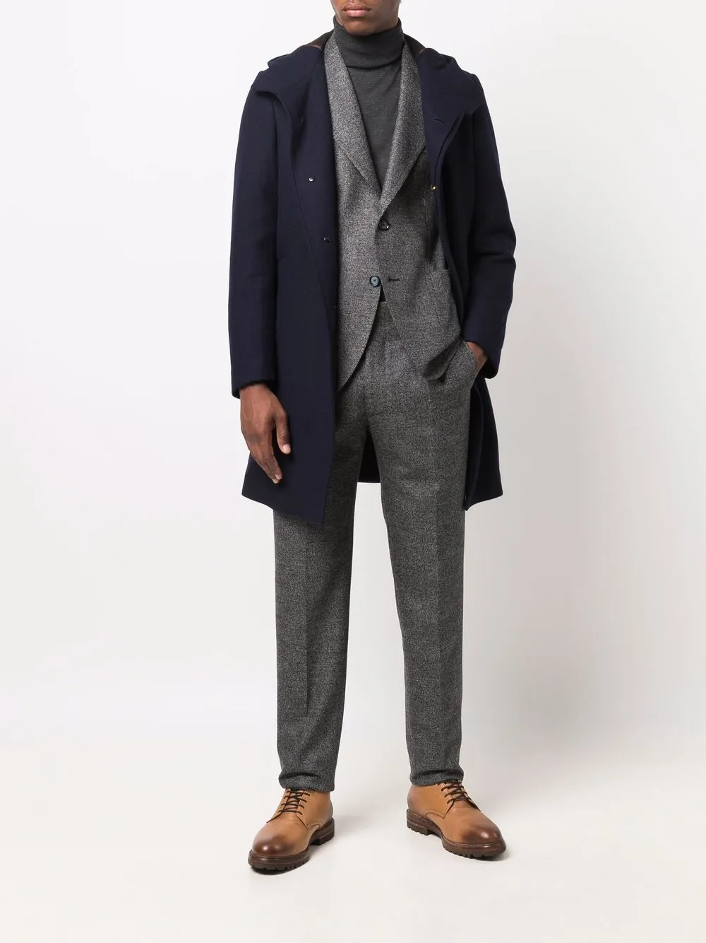 фото Canali однобортное пальто с капюшоном