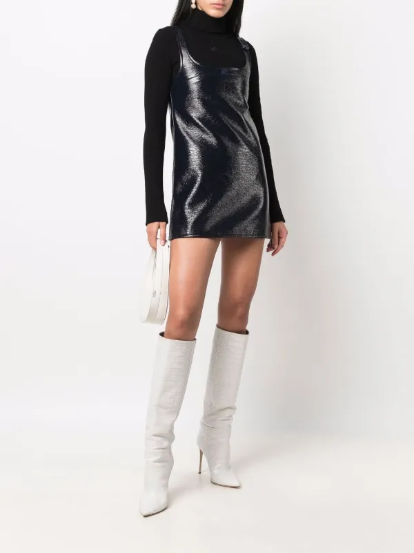 Courreges Sleeveless Vinyl Mini Dress - Blue