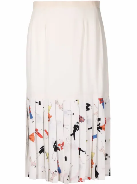 CHANEL 1990s Mademoiselle print pleated skirt Women