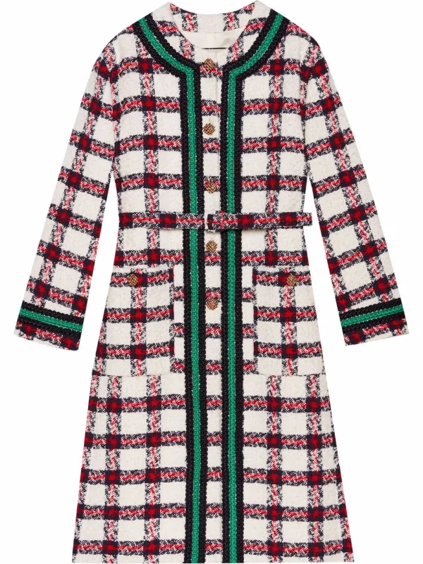 checked tweed coat
