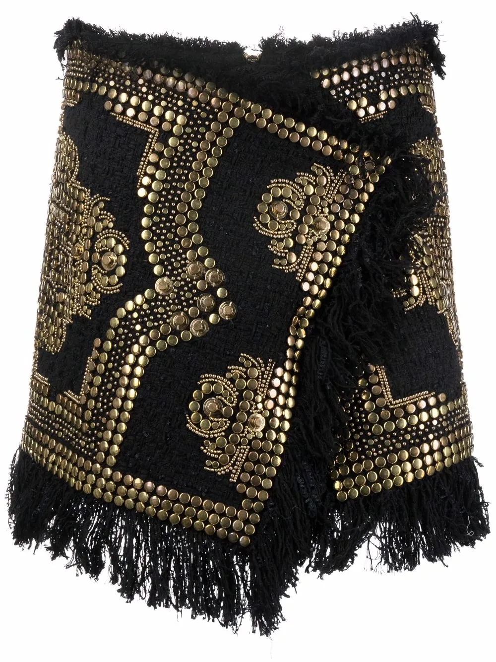 Balmain all over studded embroidered tweed skirt · 38