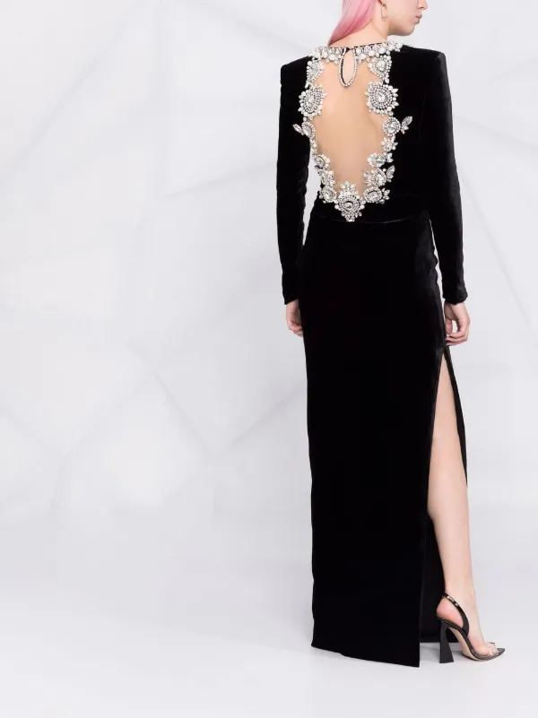 Balmain crystal-embellished Velvet Gown 