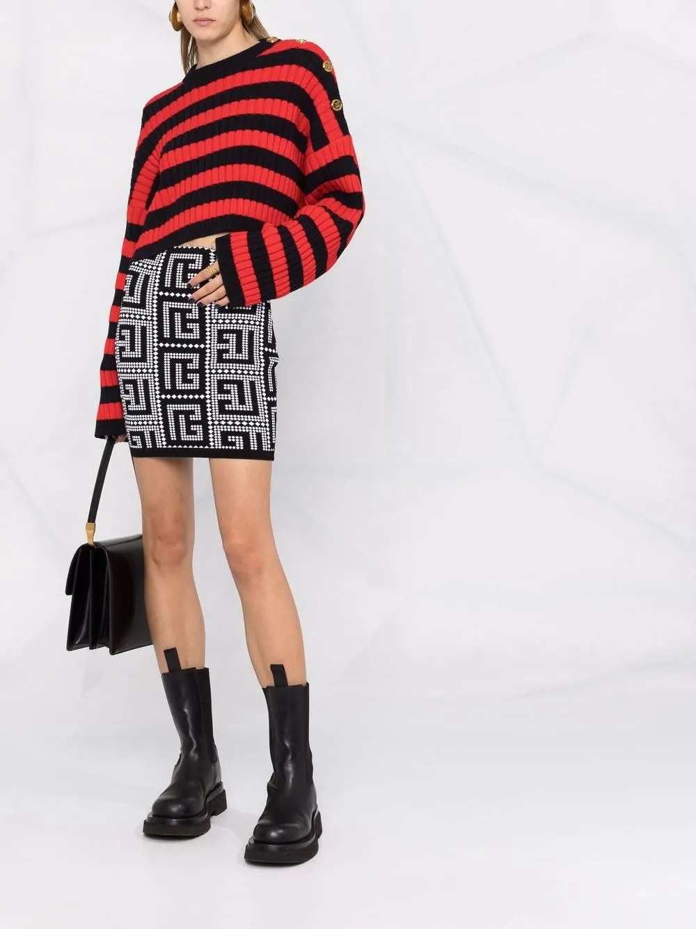 фото Balmain трикотажная юбка с монограммой