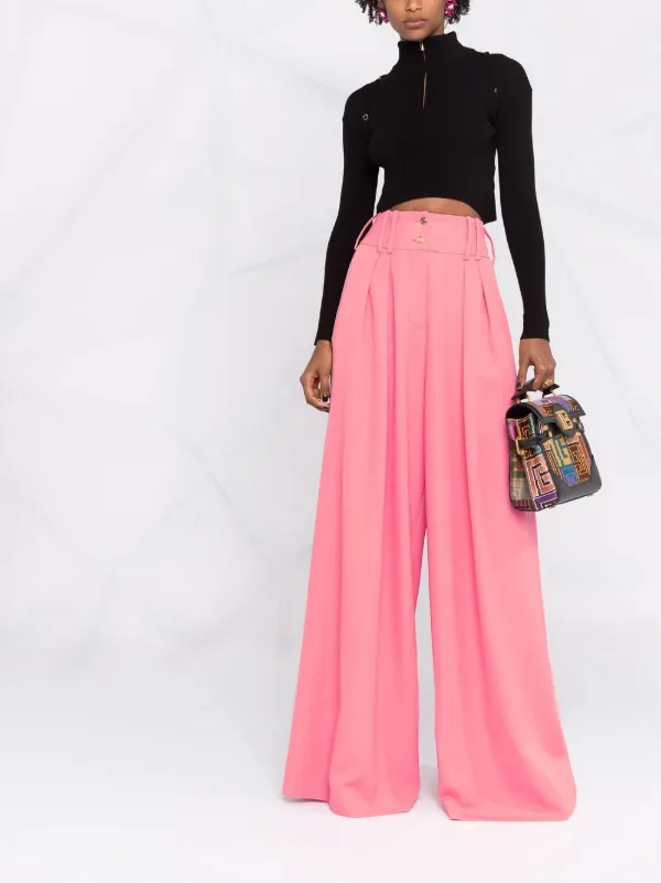 Balmain embossed-button wide-leg 
