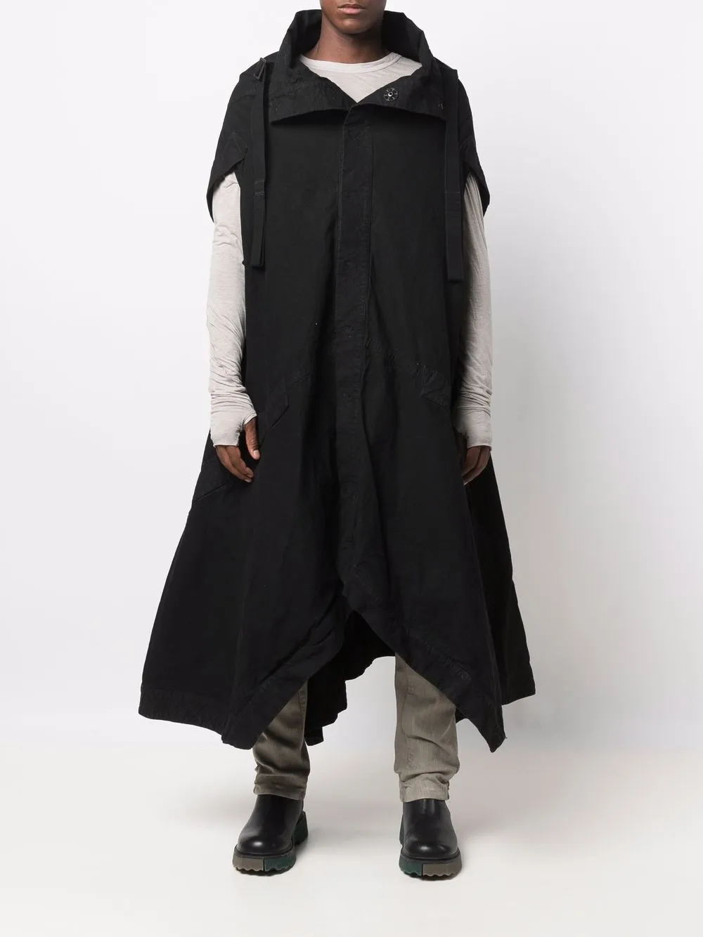 Boris Bidjan Saberi Cape met asymmetrische afwerking - Zwart