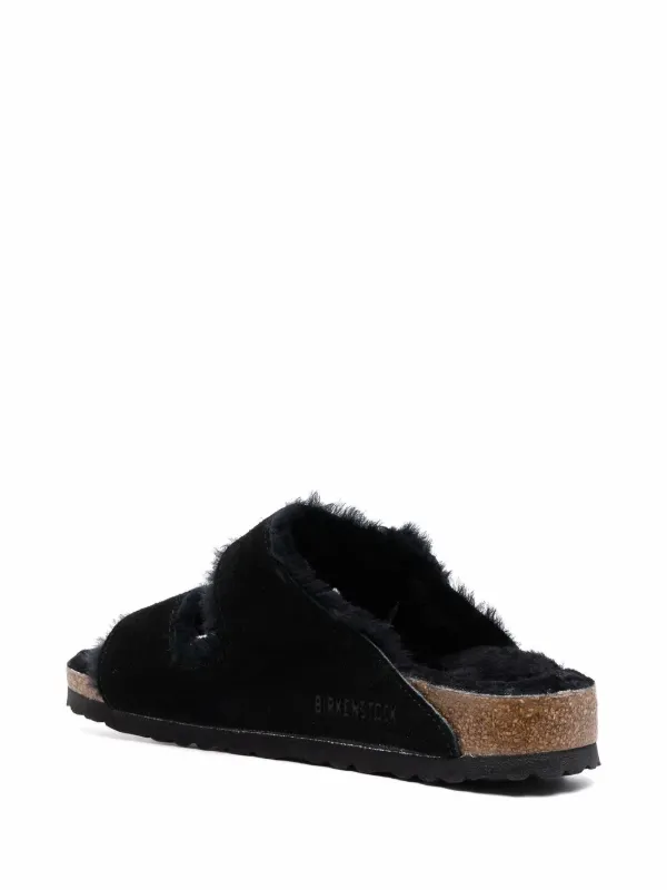 Black discount shearling birkenstocks