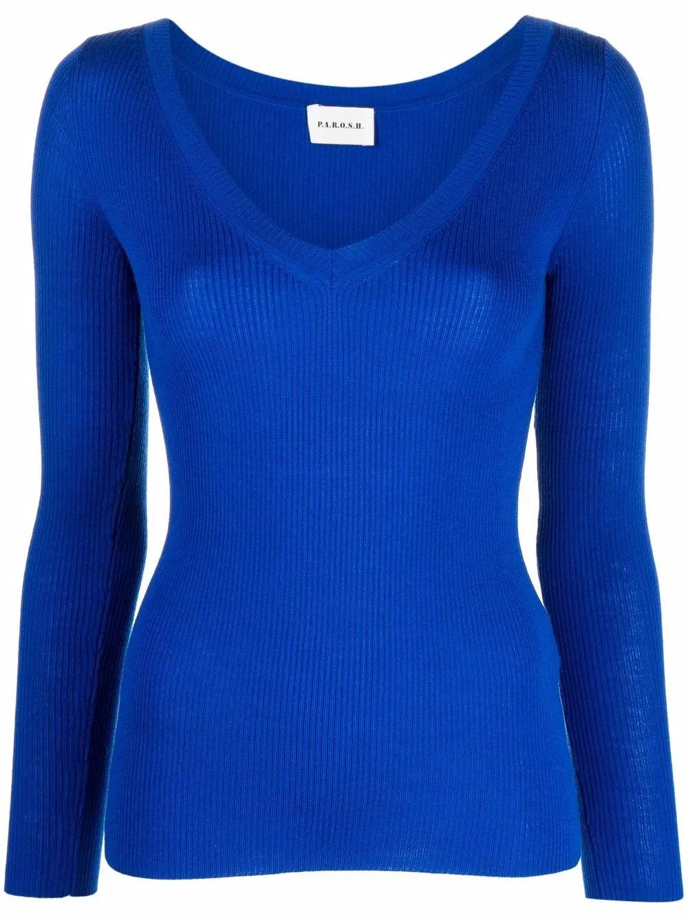 P.A.R.O.S.H. top tejido de canalé con cuello en V - Azul