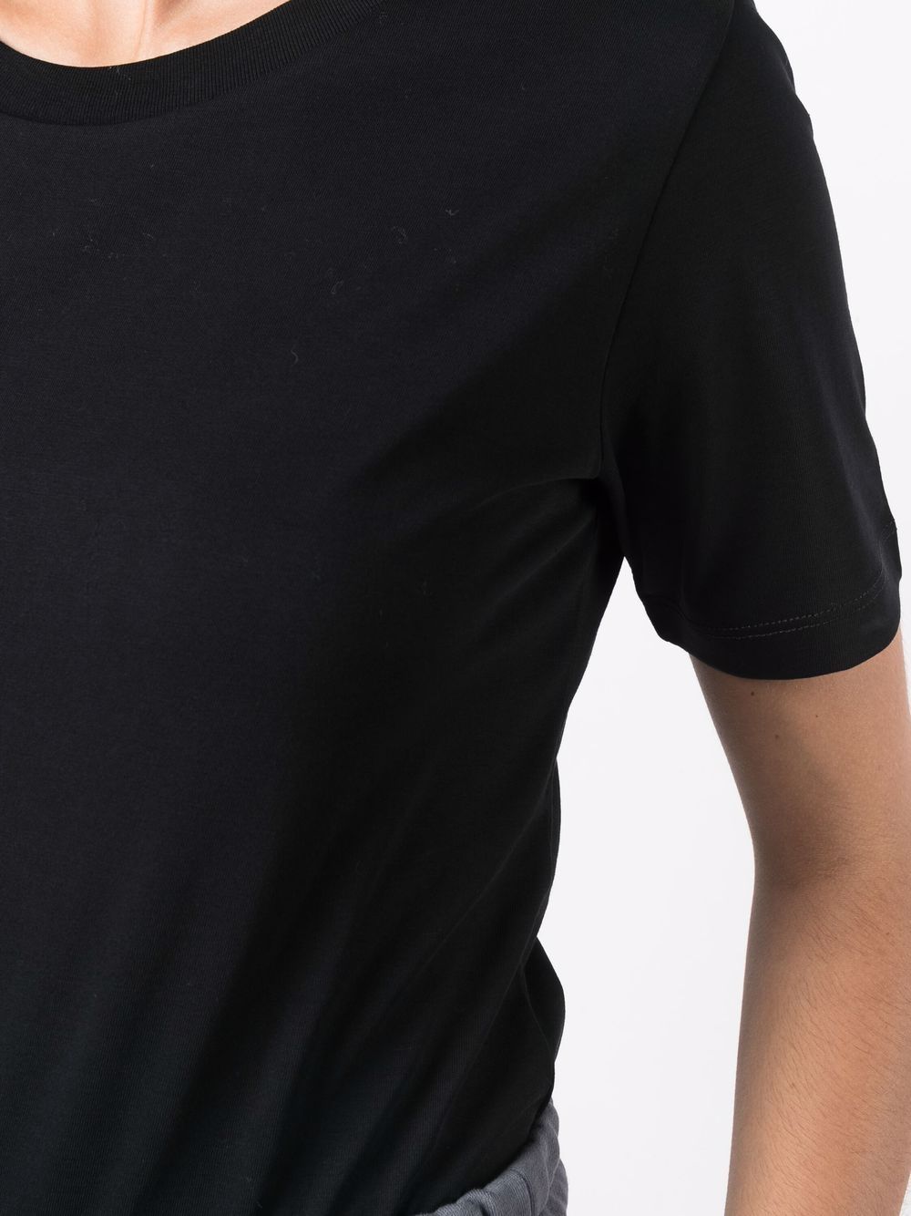 Shop Emporio Armani Round-neck Cotton T-shirt In Black