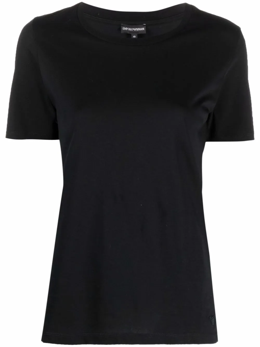 Shop Emporio Armani Round-neck Cotton T-shirt In Black