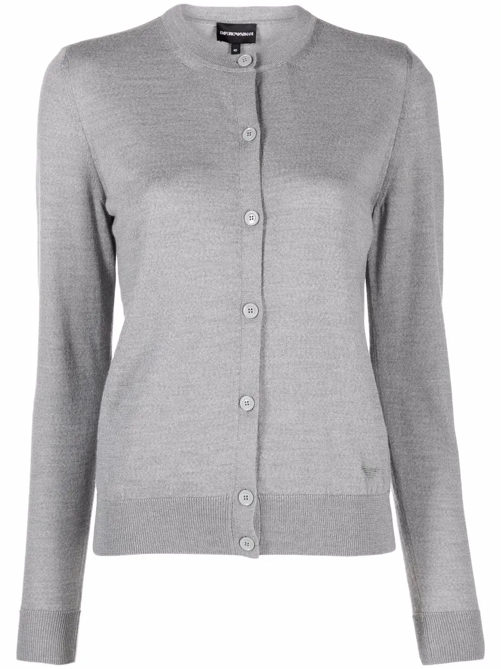 Emporio Armani Longsleeve Button Cardigan In Mélange Gray ModeSens