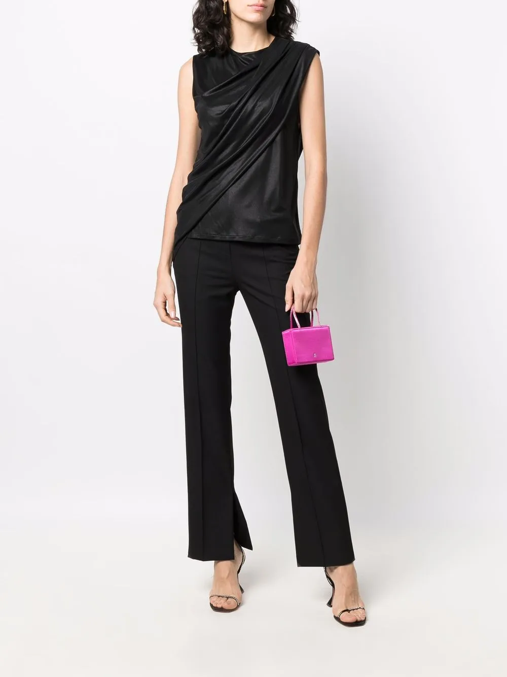 Balmain Gedrapeerde tanktop - Zwart