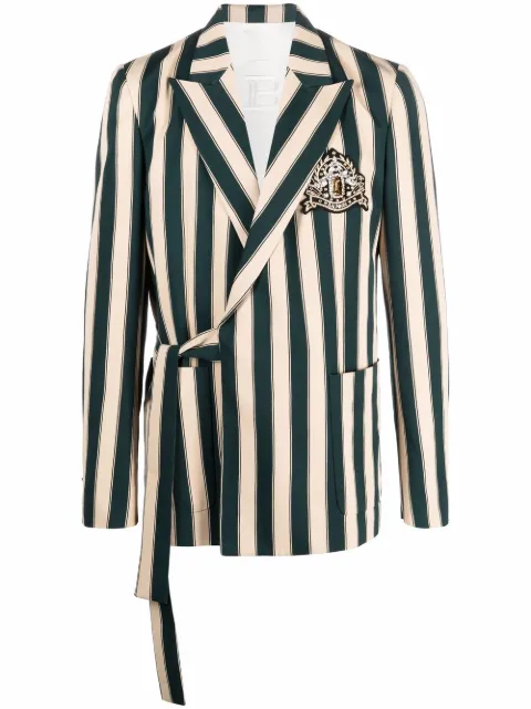 Balmain striped wrap blazer