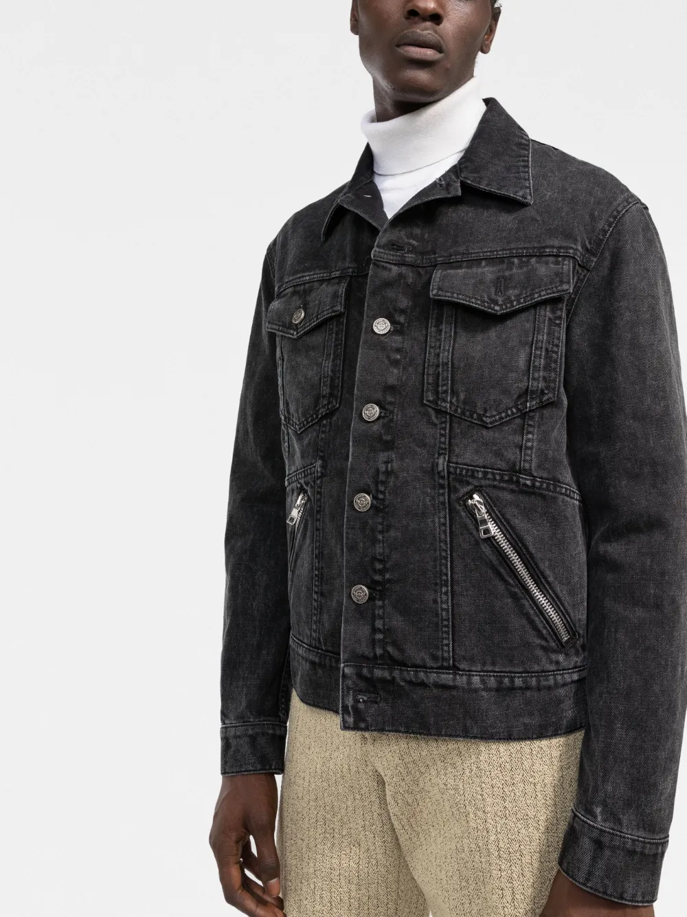 Affordable Balmain zip-detail denim jacket Men