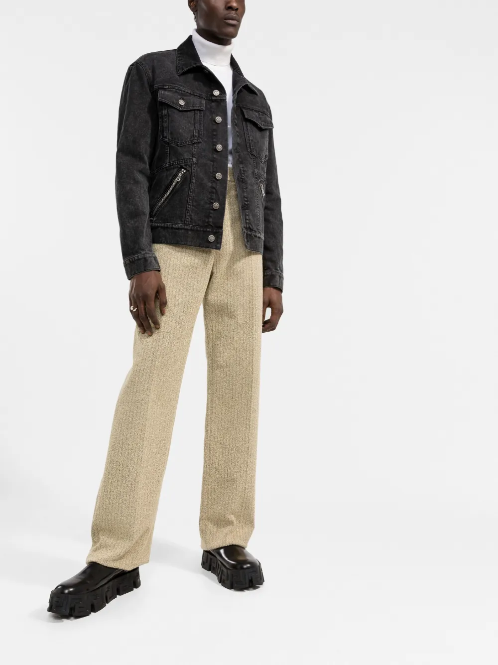 Affordable Balmain zip-detail denim jacket Men